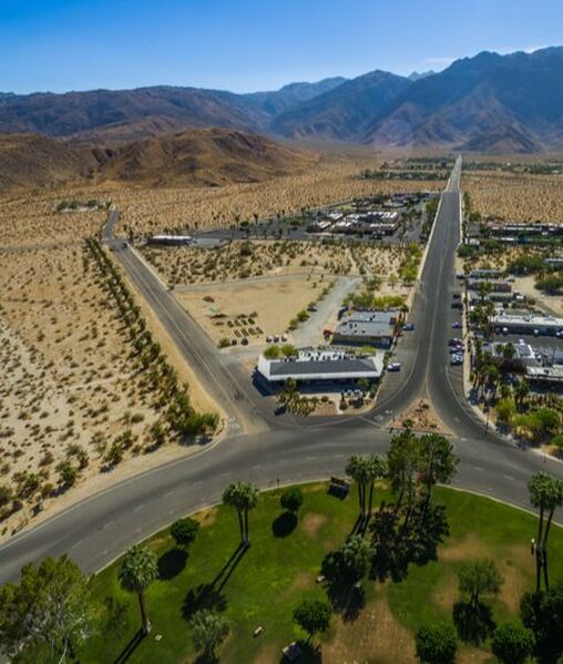 Christmas Circle with roads stretching off into the distance